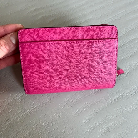 Kate Spade Laurel Way Cara Bifold Crossgrain Leather Wallet Pink - Picture 12 of 15